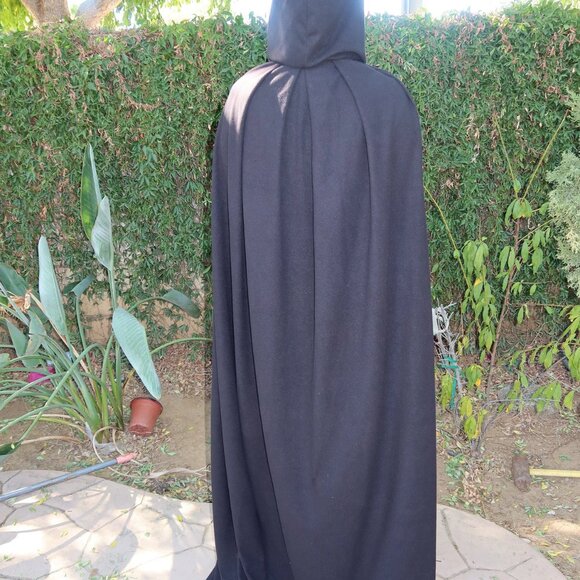 new women men unisex adult Halloween costume cape medieval hooded black - Picture 2 of 3